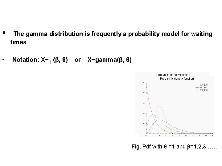  • • The gamma distribution is frequently a probability model for waiting times