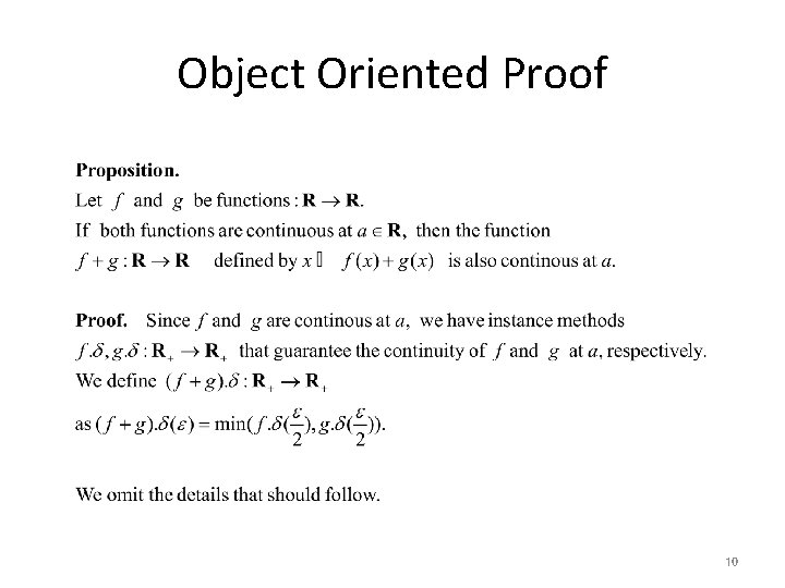 Object Oriented Proof 10 
