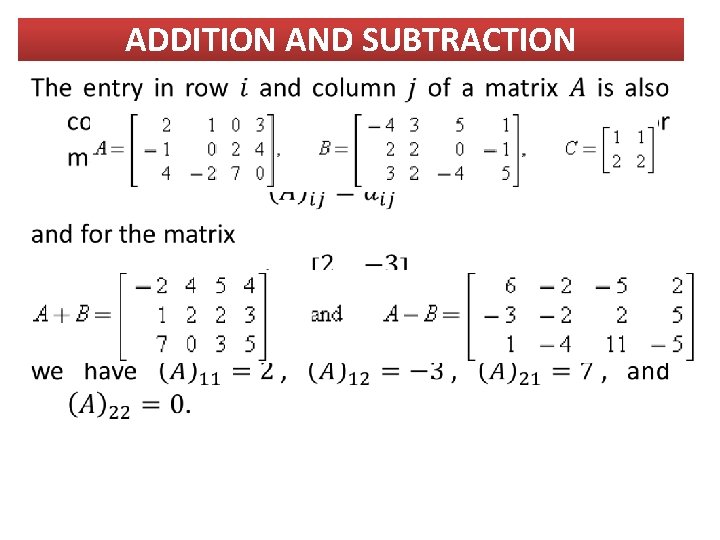 ADDITION AND SUBTRACTION 