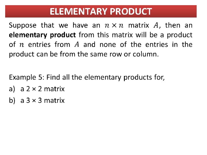ELEMENTARY PRODUCT 