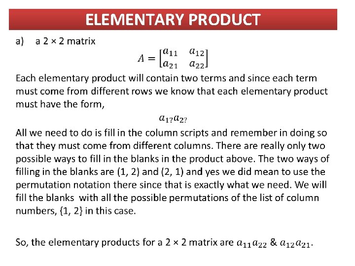 ELEMENTARY PRODUCT 