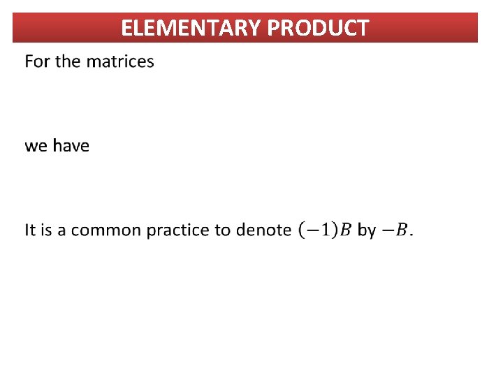 ELEMENTARY PRODUCT 