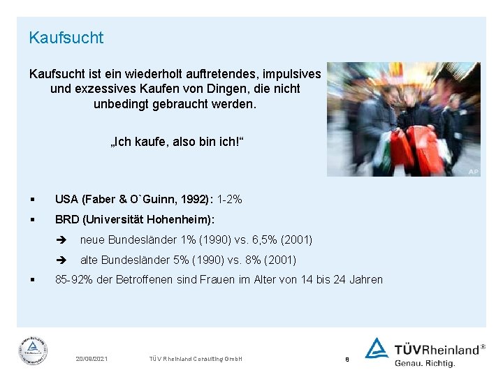 Kaufsucht ist ein wiederholt auftretendes, impulsives und exzessives Kaufen von Dingen, die nicht unbedingt