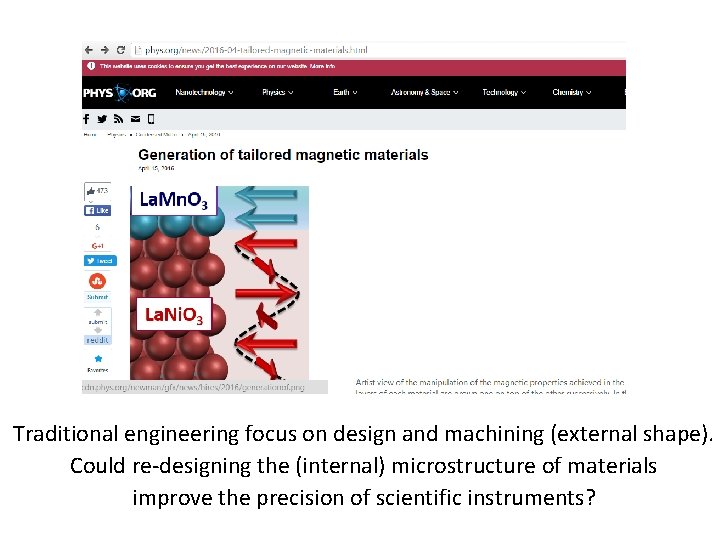 Traditional engineering focus on design and machining (external shape). Could re-designing the (internal) microstructure