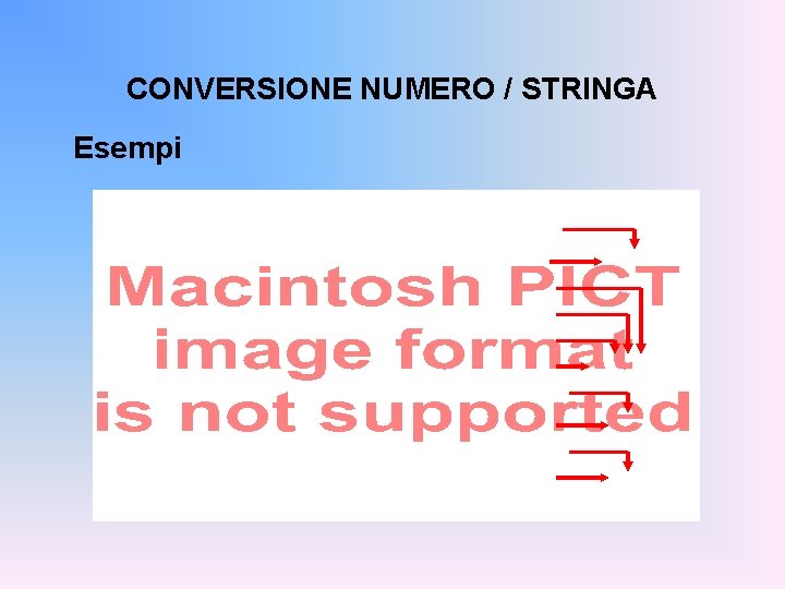 CONVERSIONE NUMERO / STRINGA Esempi 