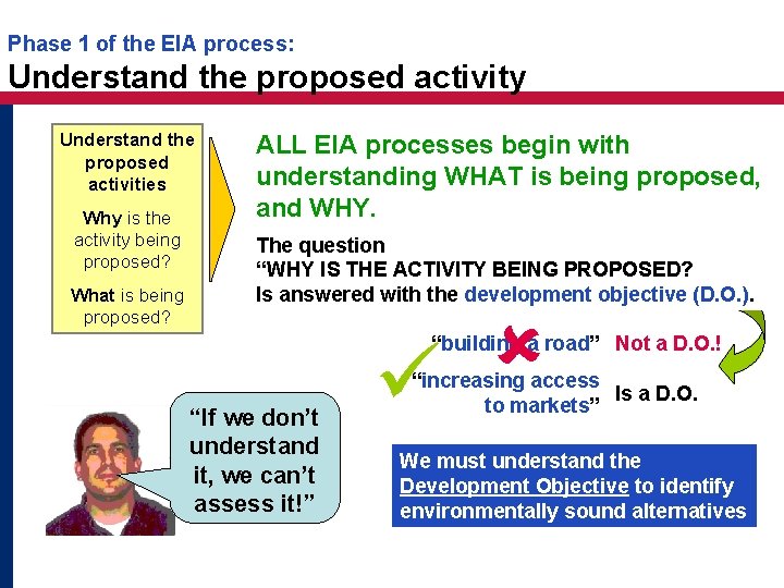 Phase 1 of the EIA process: Understand the proposed activity Understand the proposed activities