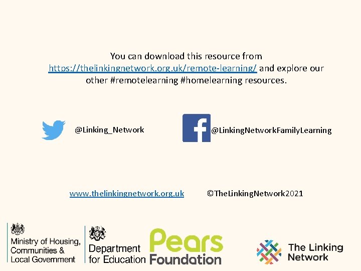 You can download this resource from https: //thelinkingnetwork. org. uk/remote-learning/ and explore our other