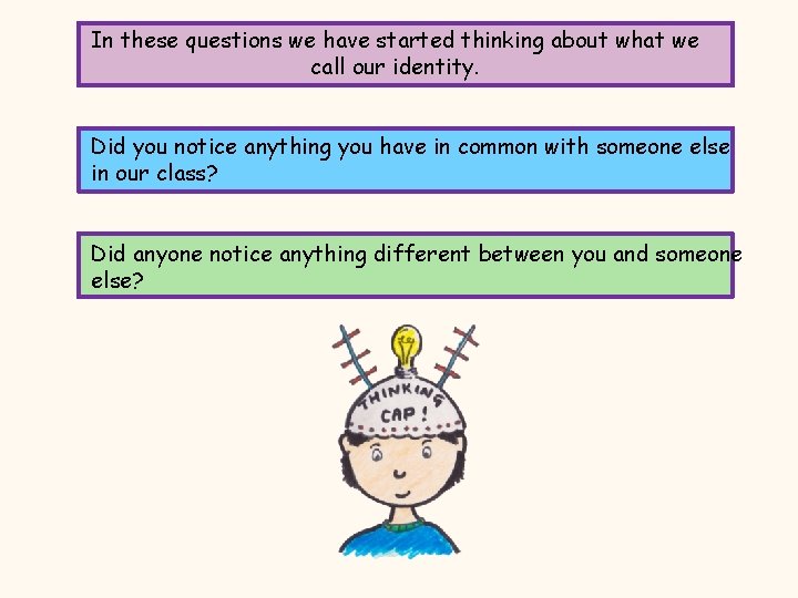 In these questions we have started thinking about what we call our identity. Did