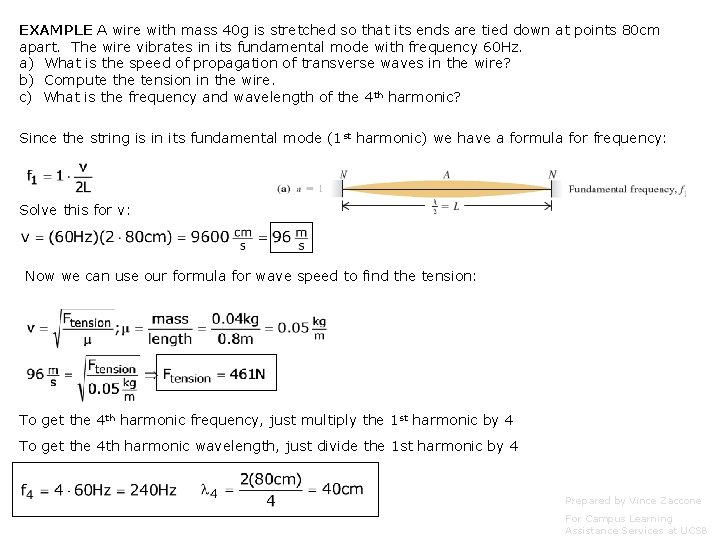 EXAMPLE A wire with mass 40 g is stretched so that its ends are