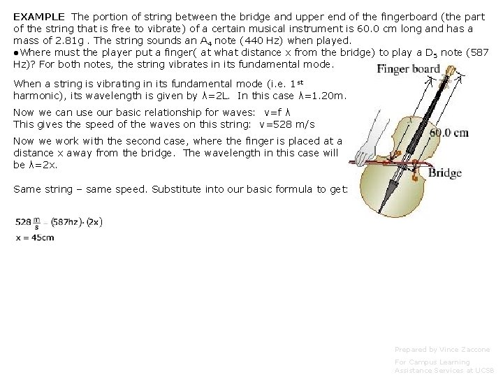 EXAMPLE The portion of string between the bridge and upper end of the fingerboard