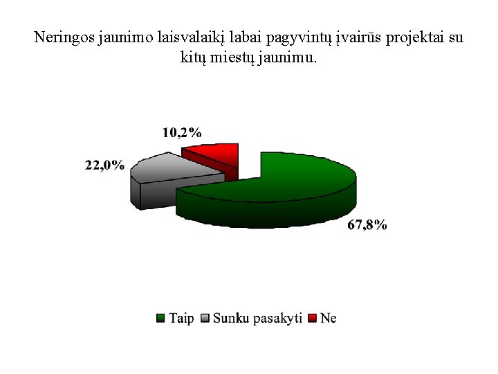 Neringos jaunimo laisvalaikį labai pagyvintų įvairūs projektai su kitų miestų jaunimu. 