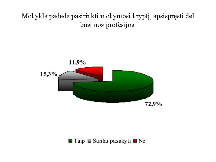 Mokykla padeda pasirinkti mokymosi kryptį, apsispręsti del būsimos profesijos. 