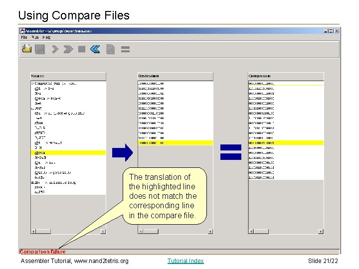 Using Compare Files The translation of the highlighted line does not match the corresponding