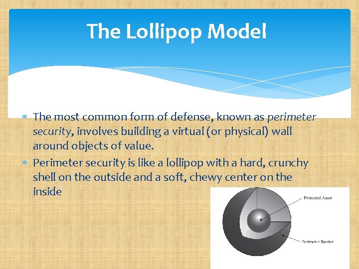 The Lollipop Model The most common form of defense, known as perimeter security, involves