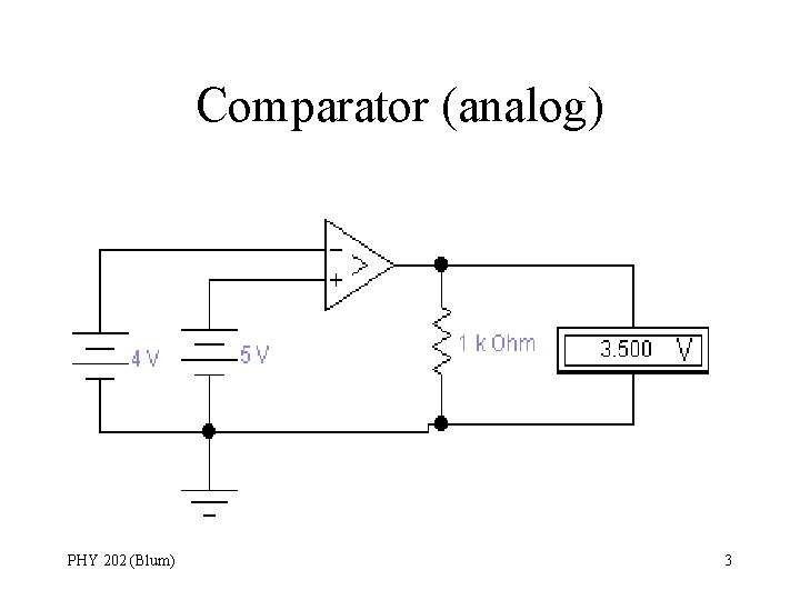 Comparator (analog) PHY 202 (Blum) 3 