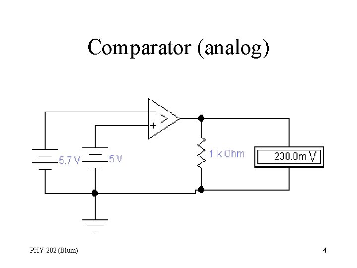 Comparator (analog) PHY 202 (Blum) 4 