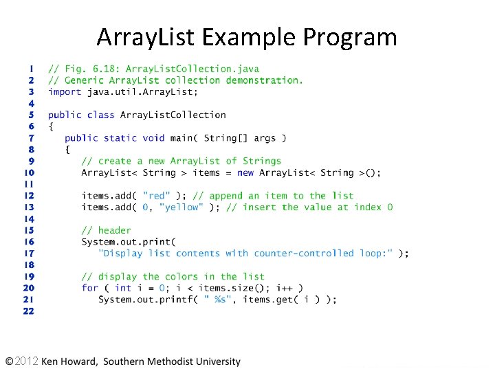Array. List Example Program 2012 