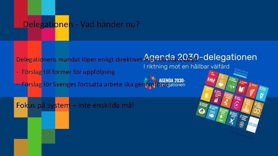 Delegationen - Vad händer nu? Delegationens mandat löper enligt direktivet fram till mars 2019