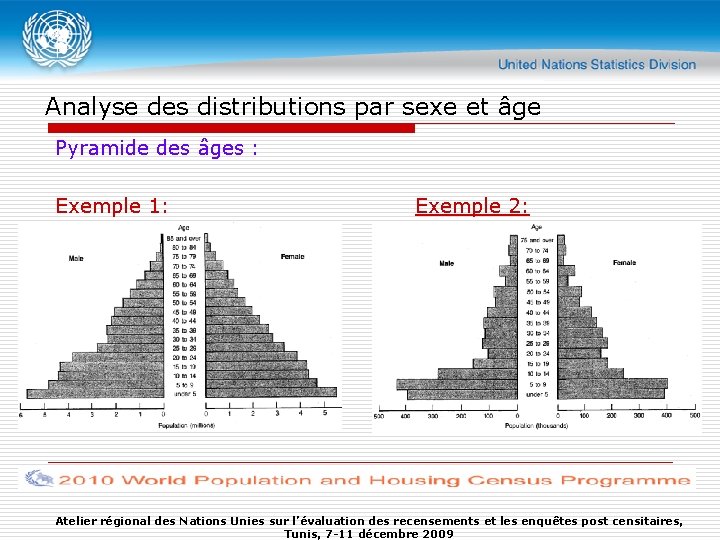 Analyse des distributions par sexe et âge Pyramide des âges : Exemple 1: Exemple