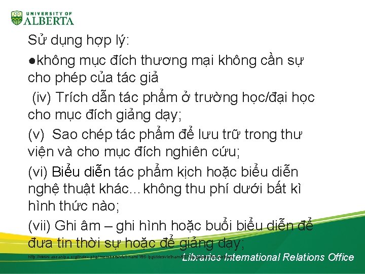 Sử dụng hợp lý: ●không mục đích thương mại không cần sự cho phép