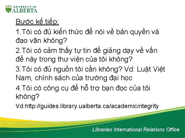 Bước kế tiếp: 1. Tôi có đủ kiến thức để nói về bản quyền