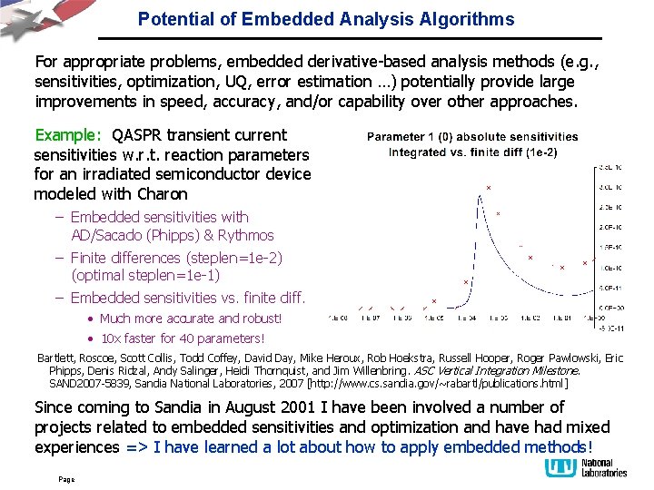 Potential of Embedded Analysis Algorithms For appropriate problems, embedded derivative-based analysis methods (e. g.