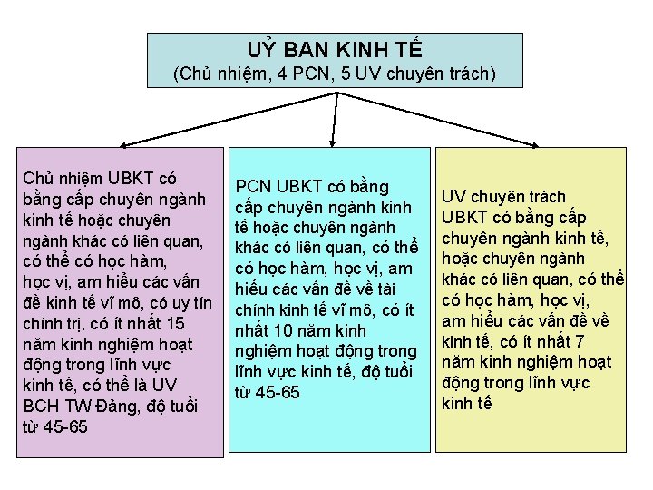 UỶ BAN KINH TẾ (Chủ nhiệm, 4 PCN, 5 UV chuyên trách) Chủ nhiệm