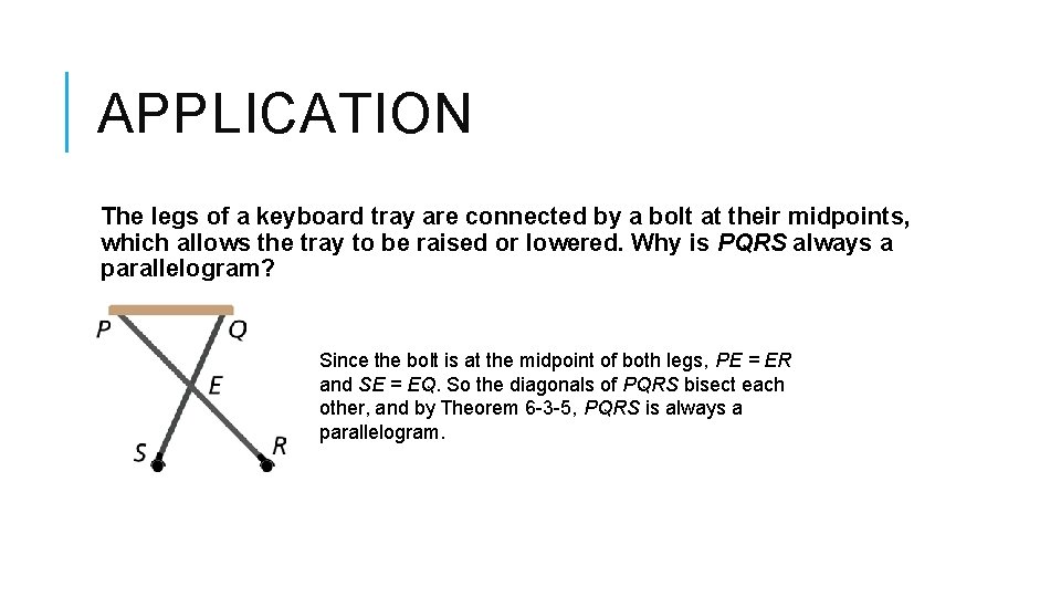 APPLICATION The legs of a keyboard tray are connected by a bolt at their