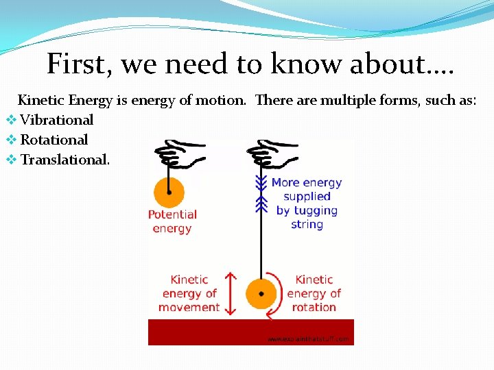 First, we need to know about…. Kinetic Energy is energy of motion. There are First, we need to know about…. Kinetic Energy is energy of motion. There are