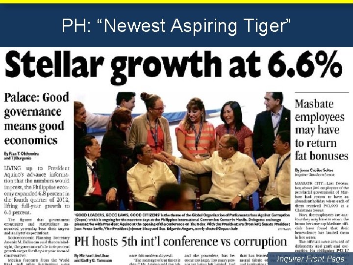 PH: “Newest Aspiring Tiger” Inquirer Front Page 