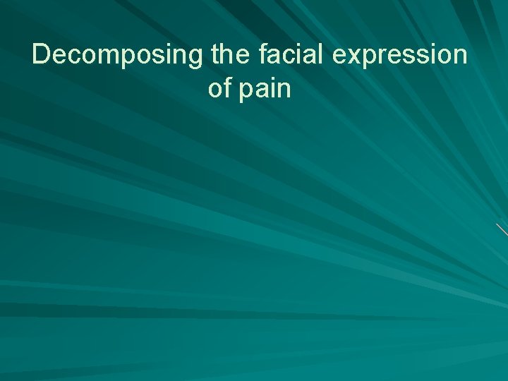 Decomposing the facial expression of pain 