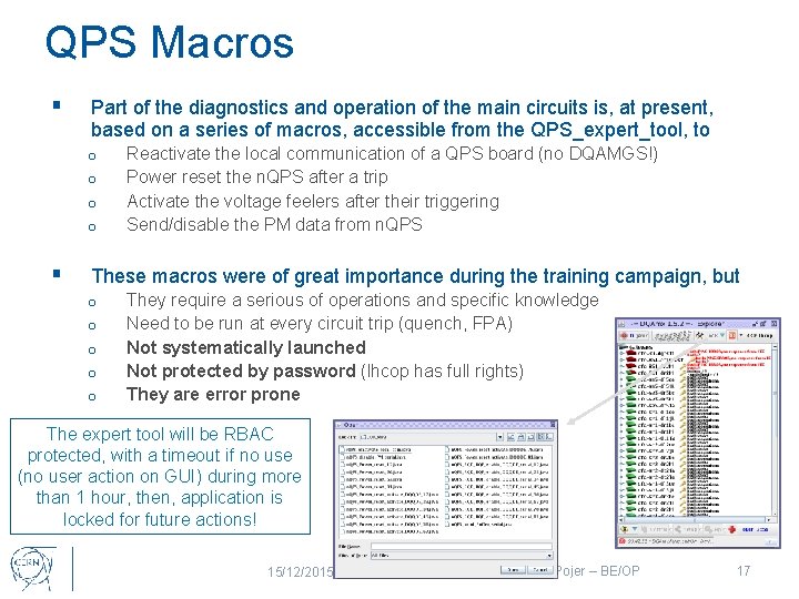 QPS Macros § Part of the diagnostics and operation of the main circuits is,