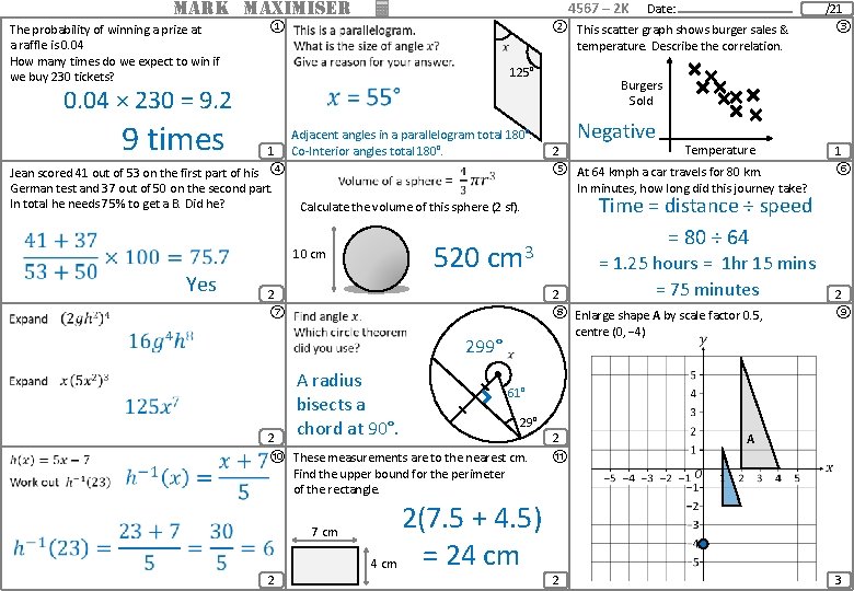 MARK MAXIMISER The probability of winning a prize at a raffle is 0. 04