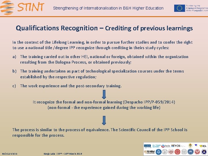 Strengthening of Internationalisation in B&H Higher Education Qualifications Recognition – Crediting of previous learnings