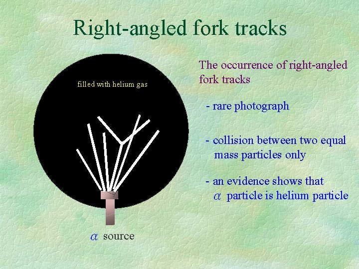 Right-angled fork tracks filled with helium gas The occurrence of right-angled fork tracks -