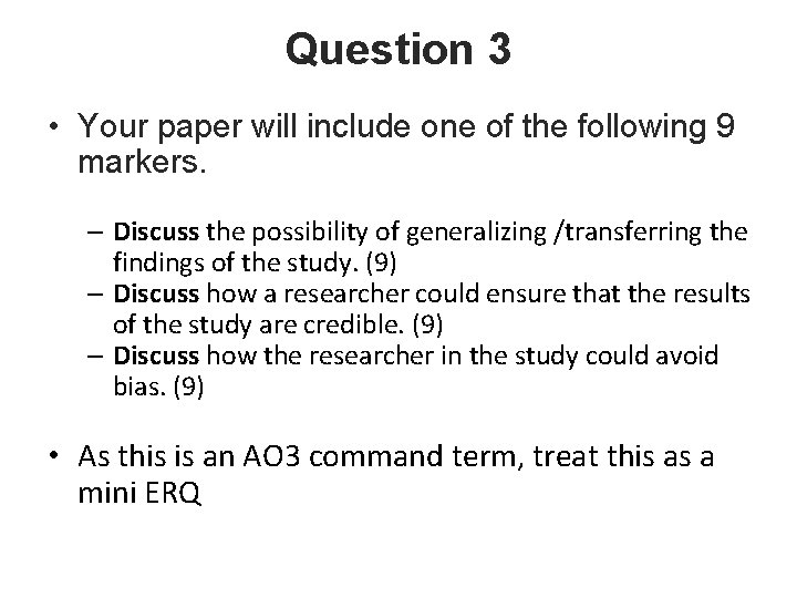 Question 3 • Your paper will include one of the following 9 markers. –