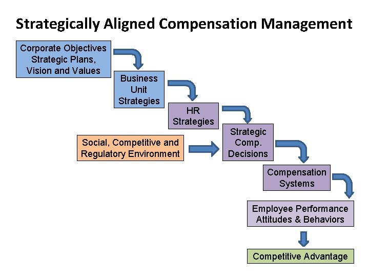 Strategically Aligned Compensation Management Corporate Objectives Strategic Plans, Vision and Values Business Unit Strategies