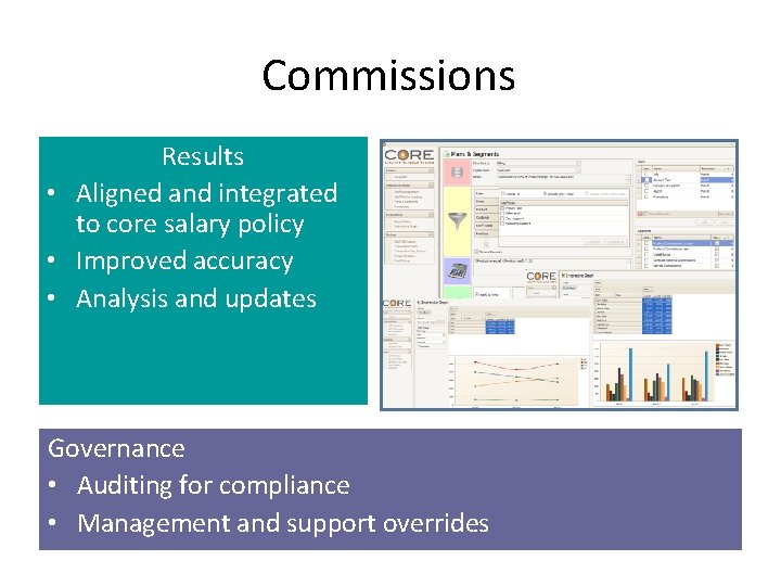 Commissions Results • Aligned and integrated to core salary policy • Improved accuracy •