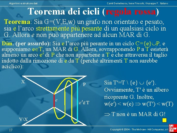 Algoritmi e strutture dati Camil Demetrescu, Irene Finocchi, Giuseppe F. Italiano Teorema dei cicli