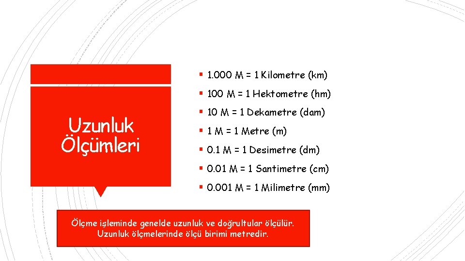  1. 000 M = 1 Kilometre (km) 100 M = 1 Hektometre (hm)