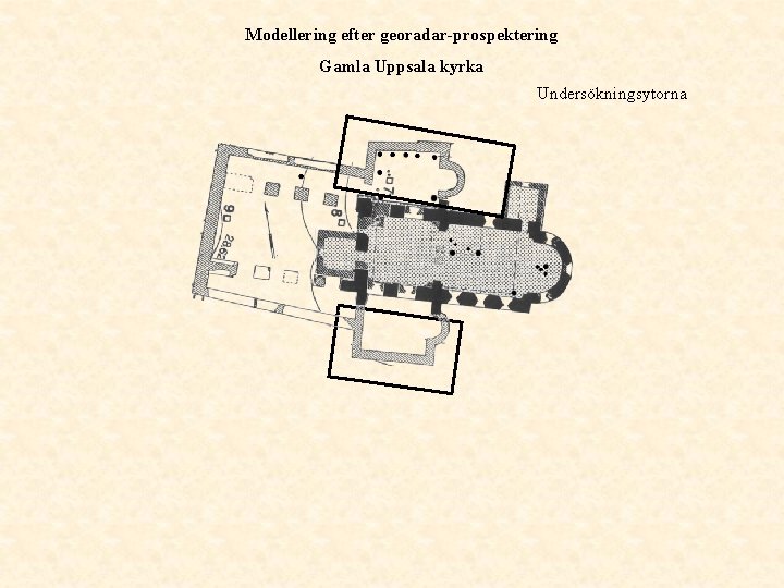 Modellering efter georadar-prospektering Gamla Uppsala kyrka Undersökningsytorna 