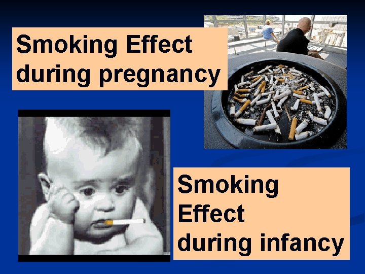 Smoking Effect during pregnancy Smoking Effect during infancy 