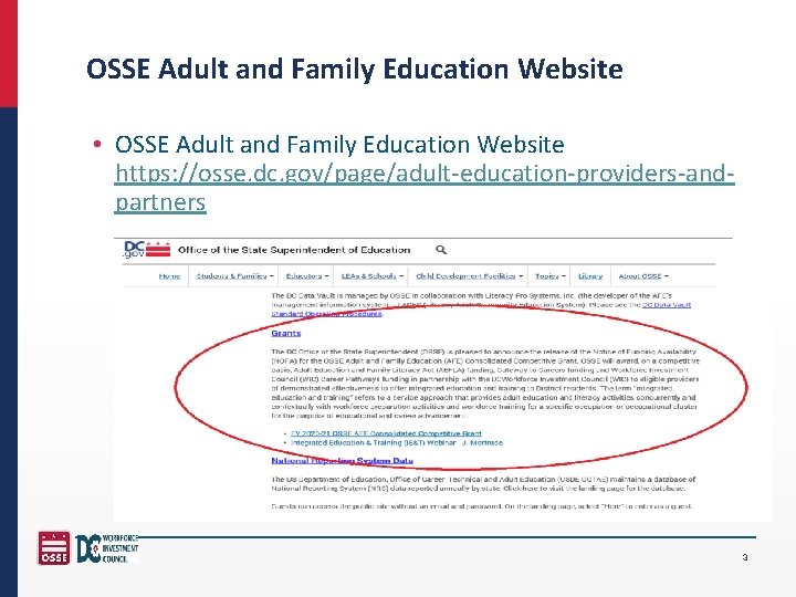 OSSE Adult and Family Education Website • OSSE Adult and Family Education Website https: