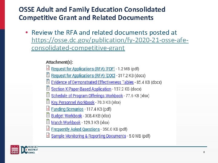 OSSE Adult and Family Education Consolidated Competitive Grant and Related Documents • Review the