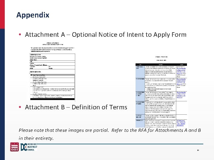 Appendix • Attachment A – Optional Notice of Intent to Apply Form • Attachment