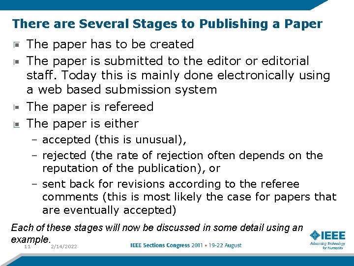 There are Several Stages to Publishing a Paper The paper has to be created