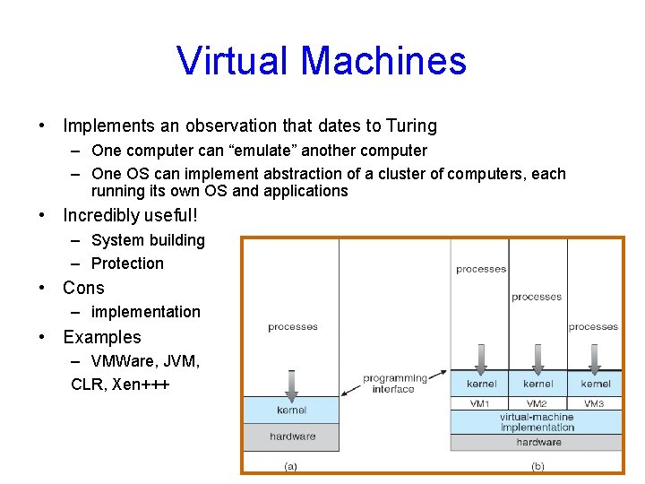 Virtual Machines • Implements an observation that dates to Turing – One computer can