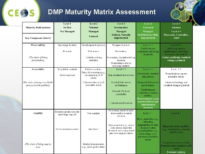 DMP Maturity Matrix Assessment 