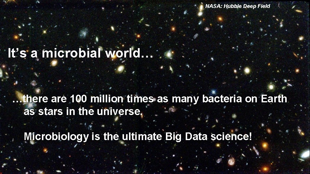 NASA: Hubble Deep Field It’s a microbial world… …there are 100 million times as
