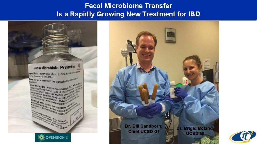Fecal Microbiome Transfer Is a Rapidly Growing New Treatment for IBD Dr. Bill Sandborn,